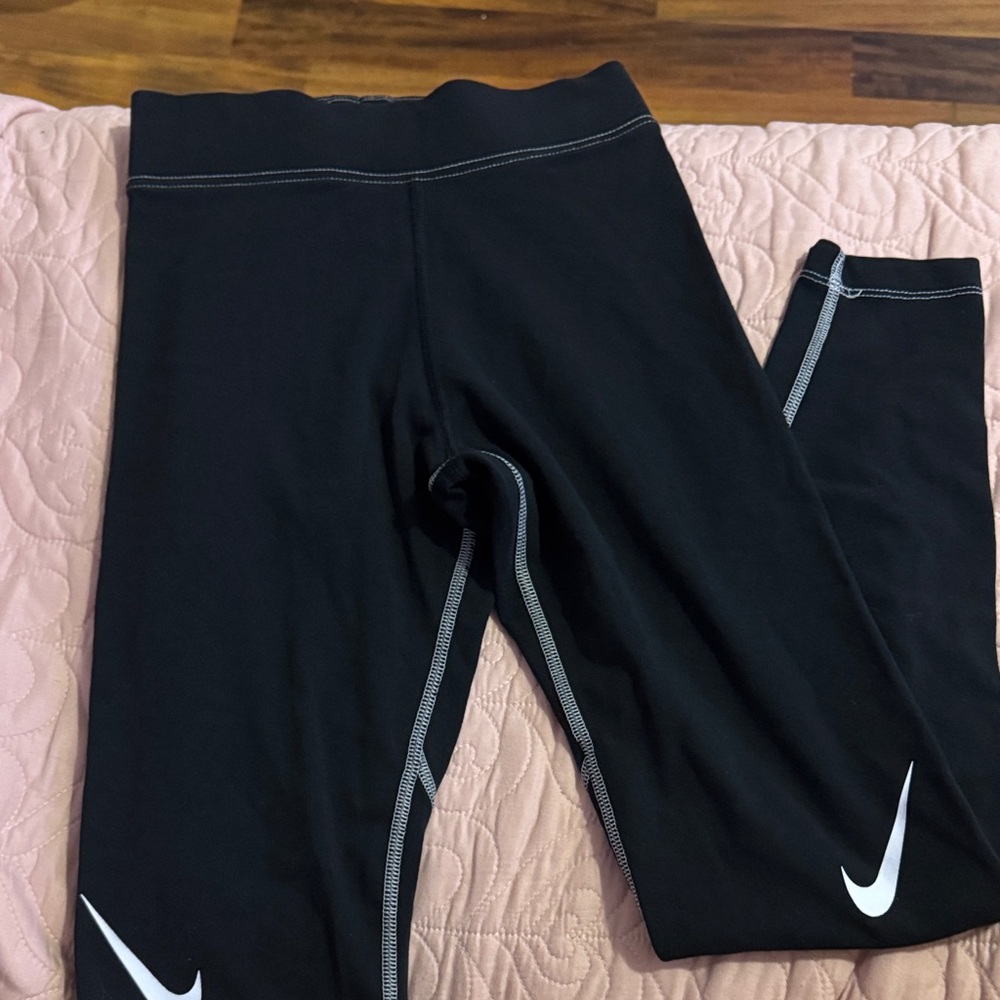 Nike Kids Black Leggings with White Accents